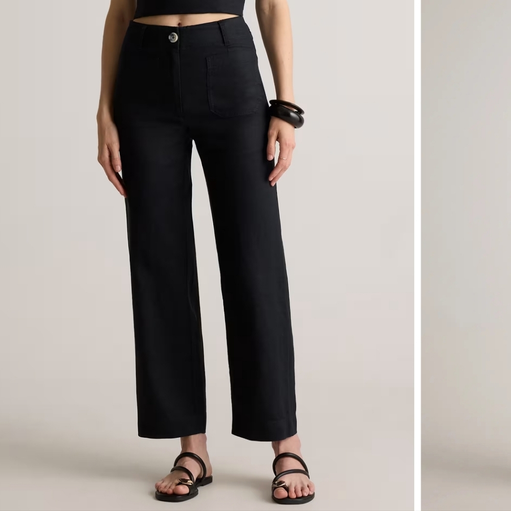 100% European Linen Patch Pocket Wide Leg pants